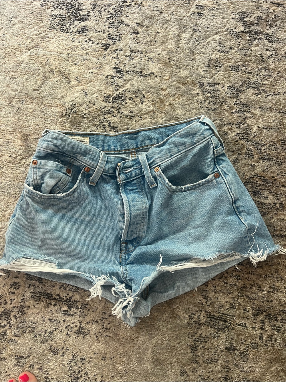 Levi's Light Blue Distressed Denim Cutoff Shorts